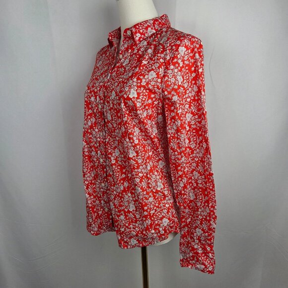 J. Crew Slim Perfect Shirt XS In Liberty Summer Blooms Print Red Long Sleeve Top - Picture 4 of 12